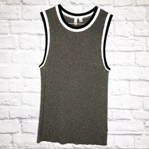 Moth Top Knit Silver Sparkle Sleeveless Size M